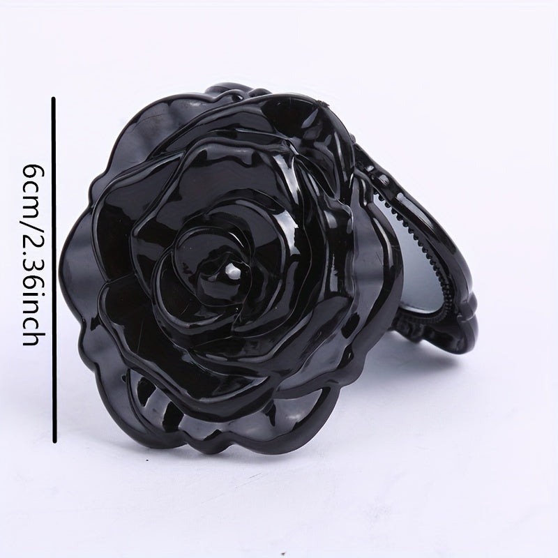 Plastic Rose Makeup Mirror Double Side Folding Compact Mirror