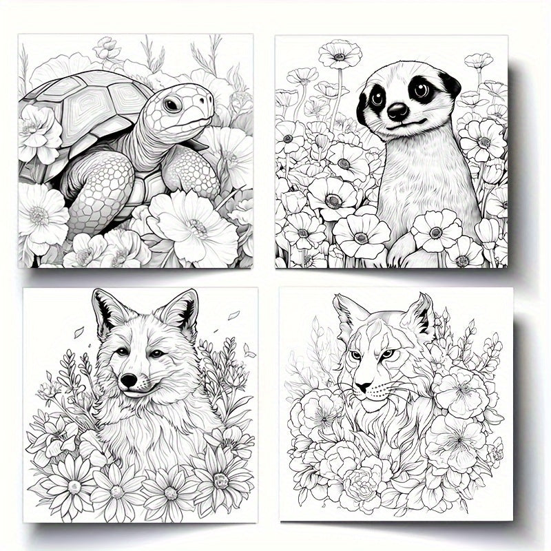 Animal & Floral Coloring Book: Art Therapy Paint by Number Kit