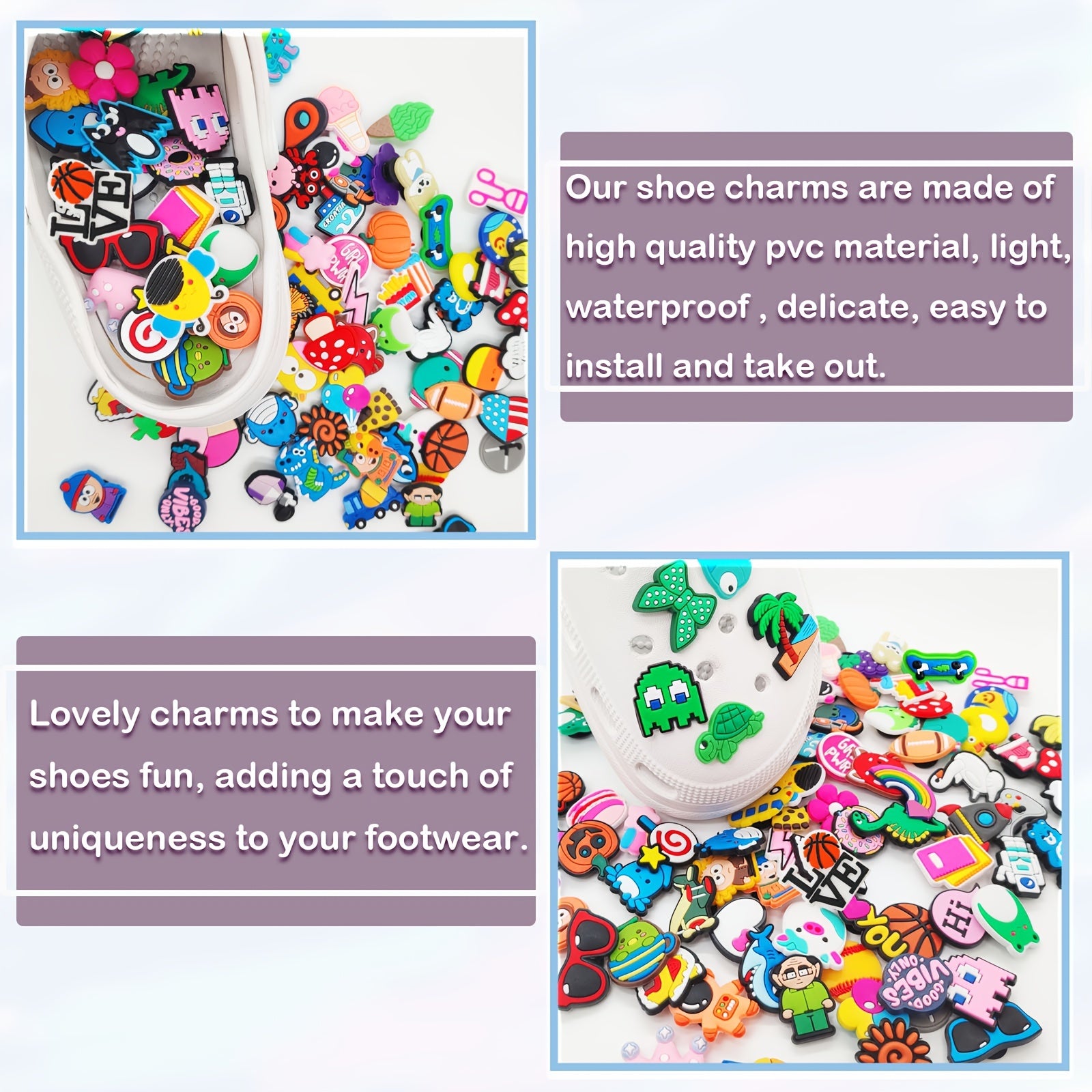 100Pcs Cartoon Shoe Charms For Clogs Garden Shoes