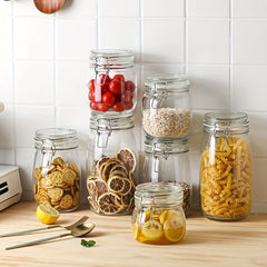 Glass Food Storage Container with Lid Cereal Rice Pasta Tea Nuts Coffee Beans