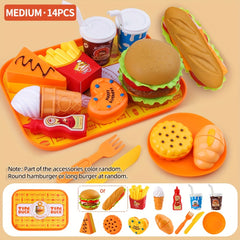 Western Food Set Burger Hot Dog Fries Ice Cream Donuts Play Kitchen Toy Set