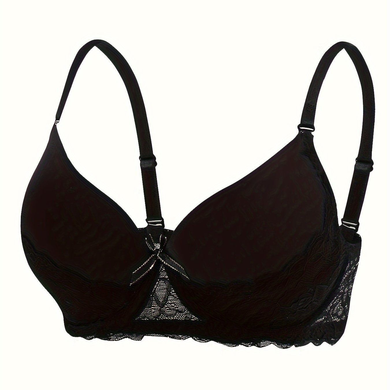 Solid Lace Splicing Bra Bow Tie Anti-sagging Everyday Bra