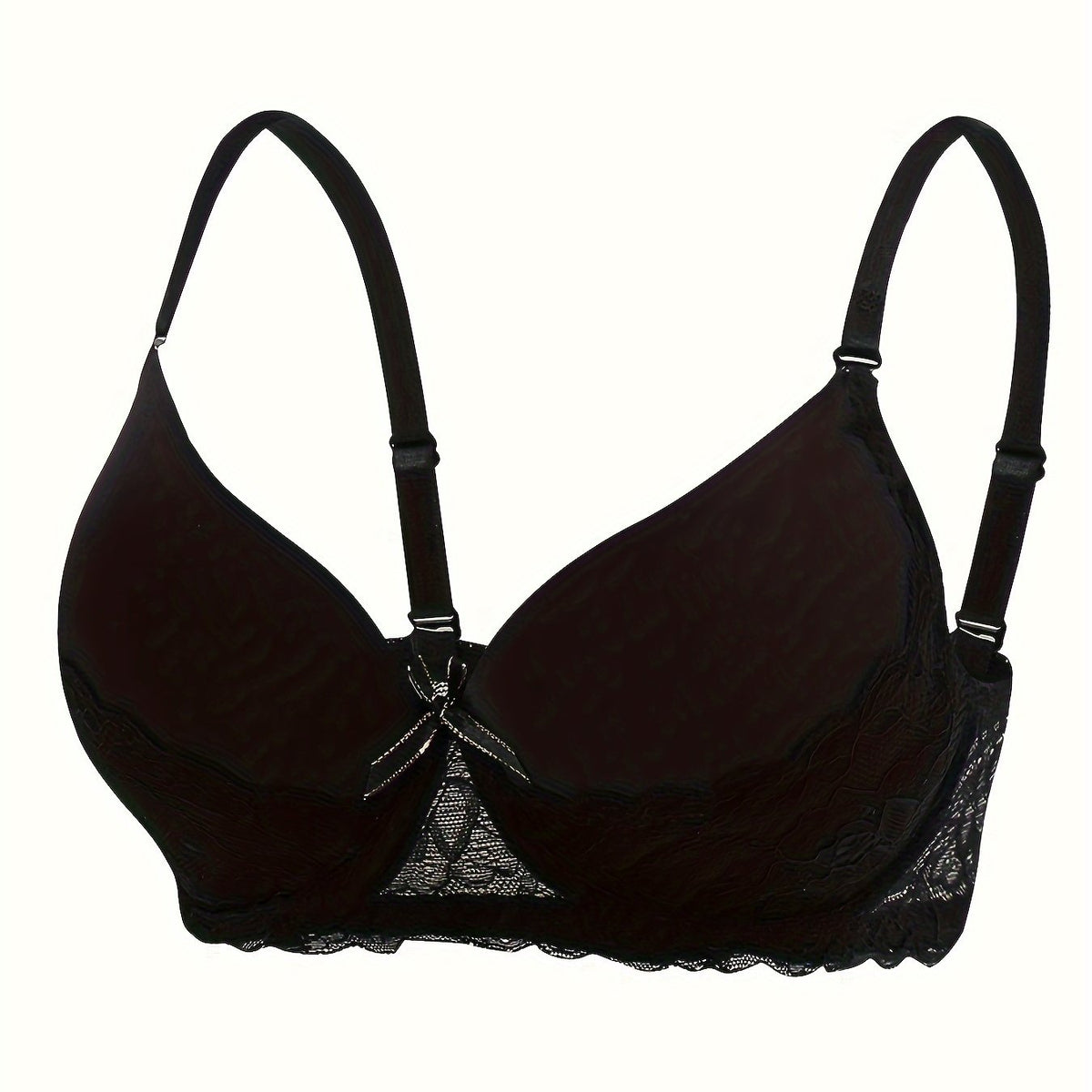 Solid Lace Splicing Bra Bow Tie Anti-sagging Everyday Bra