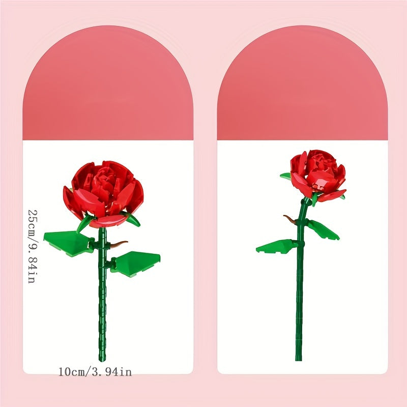 Building Block Flower Assembly Rose Gift DIY Eternal Flower