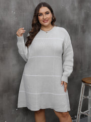  Striped Long Sleeve Sweater Dress