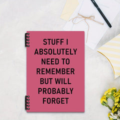 Funny Spiral Notebook 14x20 Pink Lettering, Removable Lined Pages