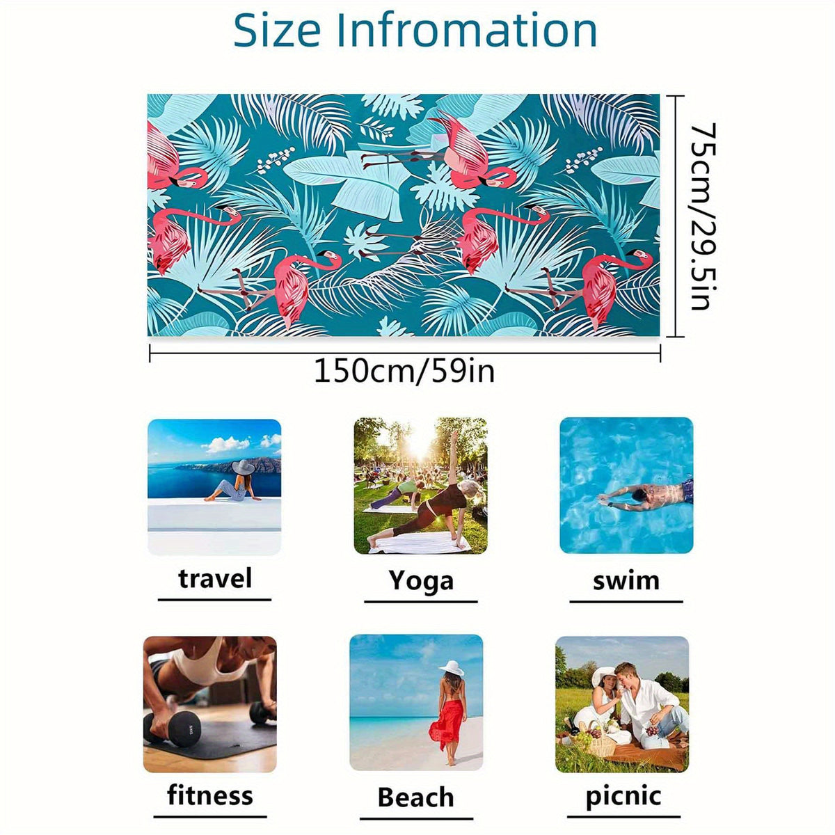 Flamingo Beach Towel Large Microfiber Towel with Sun Protection