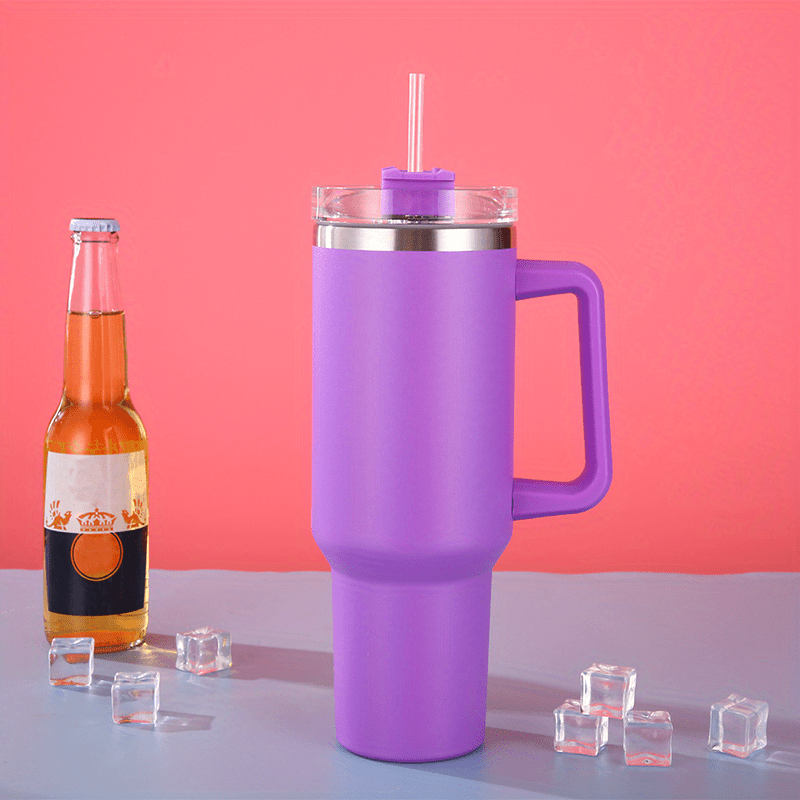 40oz Stainless Steel Double Wall Water Tumbler with Lid & Handle
