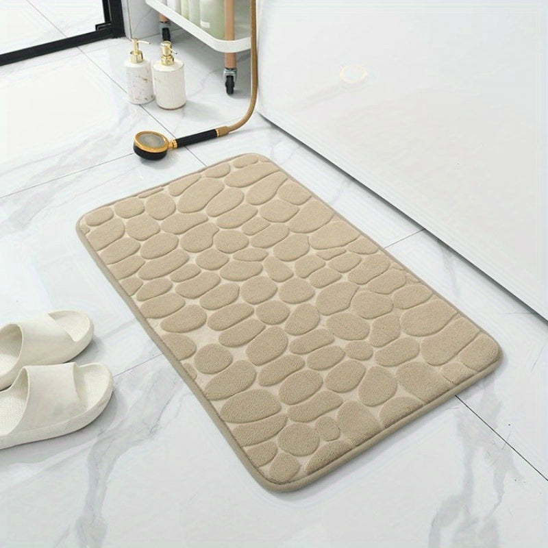Memory Foam Bath Rug Cobblestone Embossed Bathroom Mat