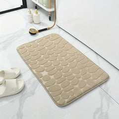 Memory Foam Bath Rug Cobblestone Embossed Bathroom Mat