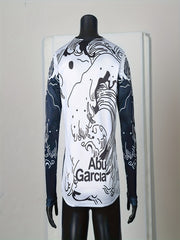 Fish & Letter Print Men's Long Sleeve T-shirt - Stylish Graphic Top for Men