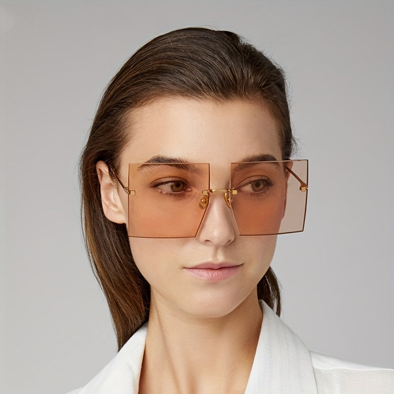 Oversized Polarized Sunglasses Rivet Decor UV400