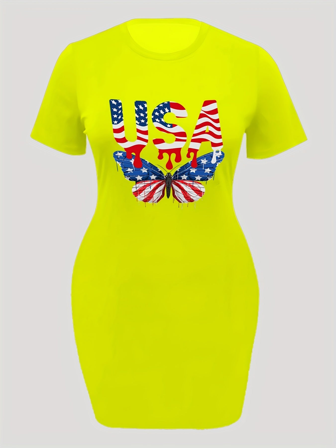  Independence Casual Dress Women's Plus Flag Letter Print