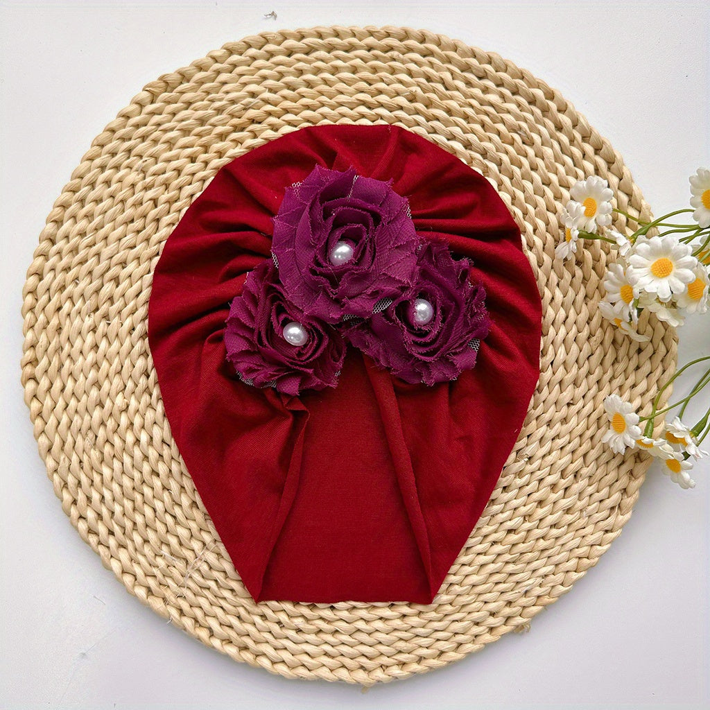Baby Girls Flowers Decor Cap Soft Head Wrap