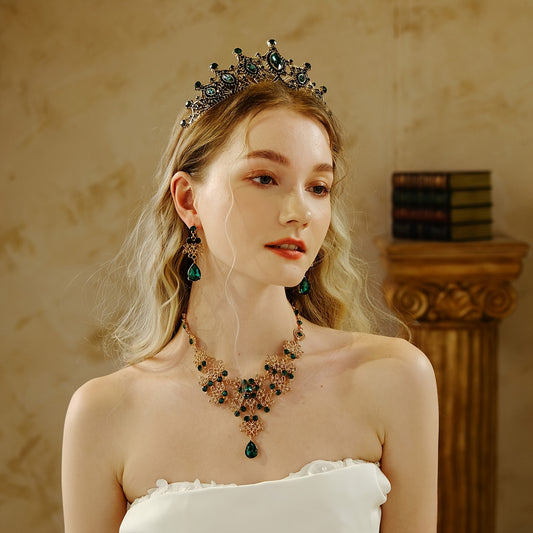 Baroque Queen Crown Rhinestone Wedding Tiara Crystal Vintage Princess Crown