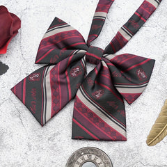 Men's Dark Red Tie Bow Tie College Style Print Party Tie