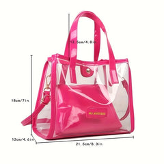 2Pcs Transparent Tote Bag Set Waterproof PVC Jelly Bag