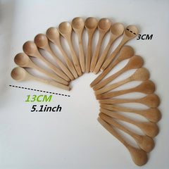 10pcs Wooden Long Handle Spoons for Coffee & Dishes