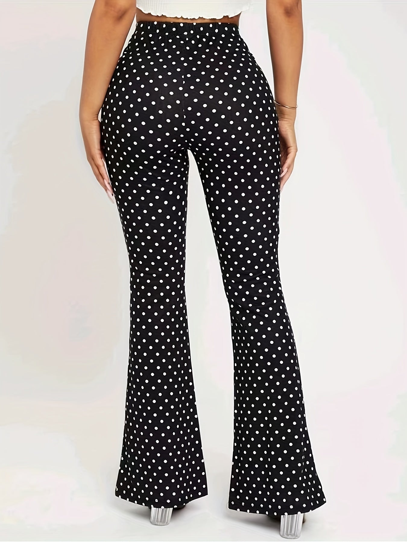 Women's Polka Dot High Waist Flare Leggings for Yoga and Running