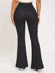 Women's Polka Dot High Waist Flare Leggings for Yoga and Running