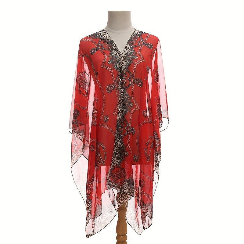 Letter Chain Stripe Shawl Lightweight Sunscreen Large Shawl