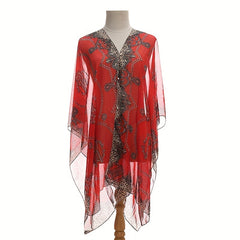 Letter Chain Stripe Shawl Lightweight Sunscreen Large Shawl