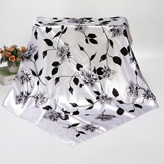 Women's Thin Large Square Silk Scarf Neck Head Wrap Print Hair Sleeping Shawl