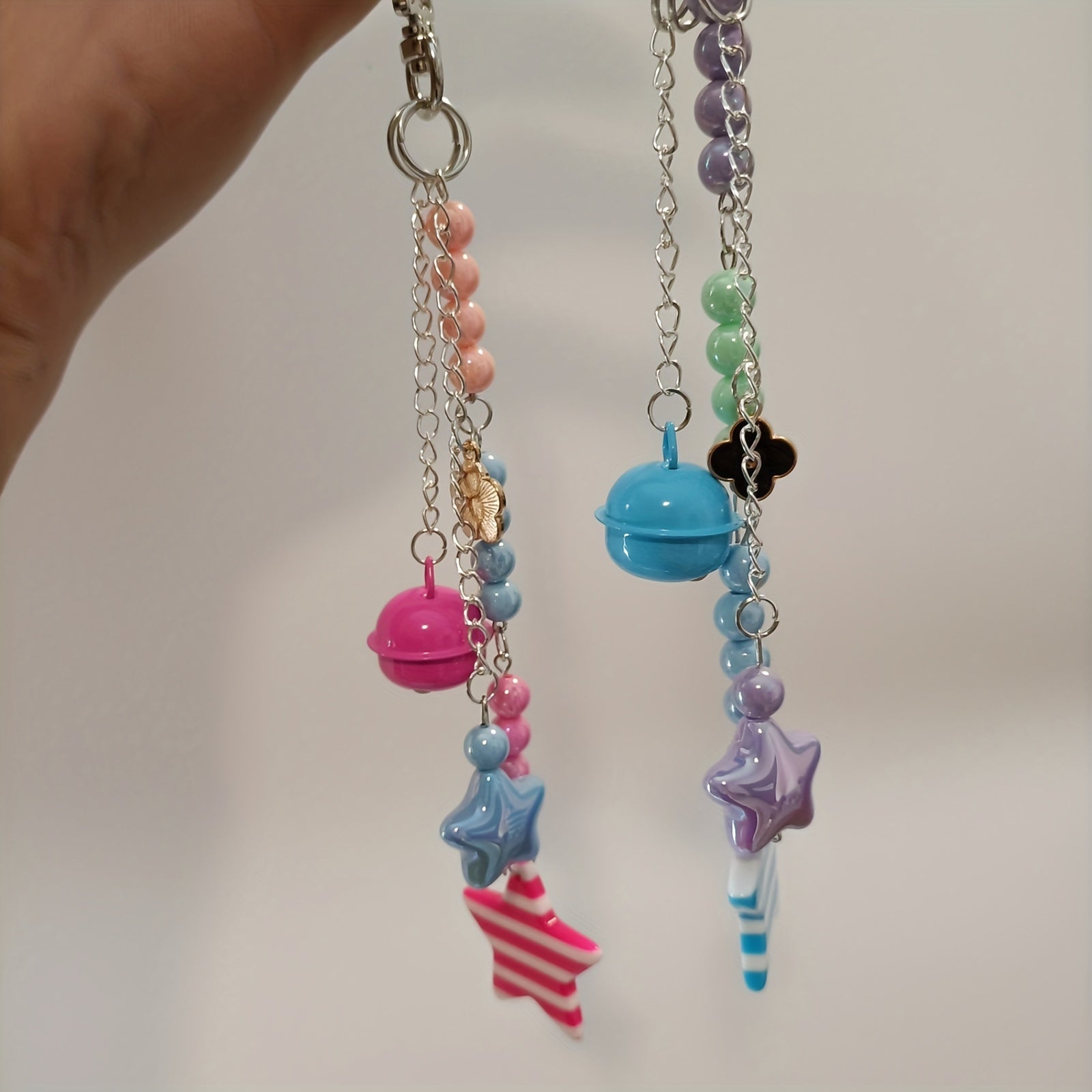 Y2K Bell & Star Keychain for Girls - Red