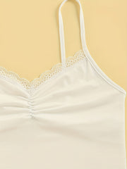 2pcs Lace Stitching Cami Tops V Neck All match Top