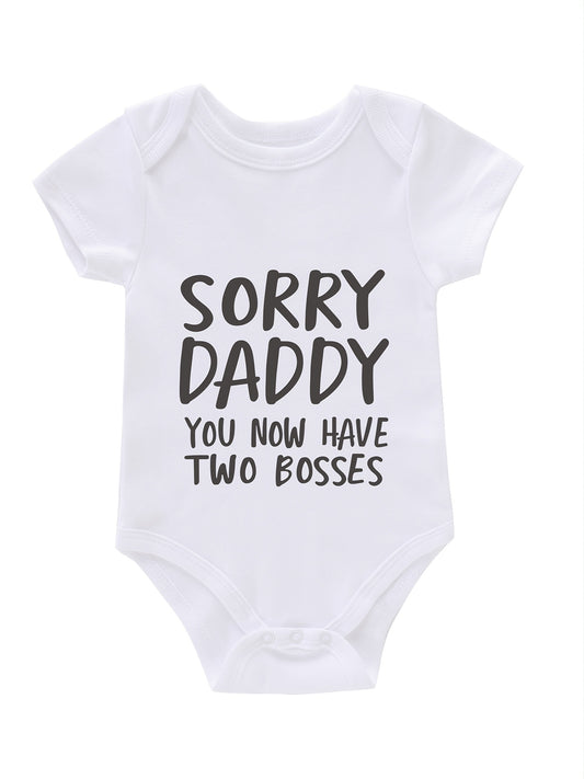 Newborn Infant Romper Letter Print Short Sleeve Bodysuit For Baby Girls