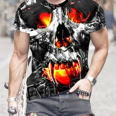 Skull 3D Pattern Print Men's Short Sleeve T-shirt Graphic Tee