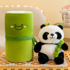 10in Bamboo Tube Panda Plush Toy - Perfect for Birthdays
