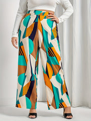  Geometric Print Wide Leg Trousers