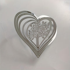 Heart Tree Of Life Wind Spinner Stainless Steel Hanging Decor
