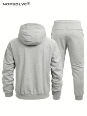 Men's Zip Up Hooded Jacket & Stretch Joggers Set