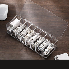 1pc Box Data Line Transparent Plastic Storage Box Cable Stationery Desk Makeup