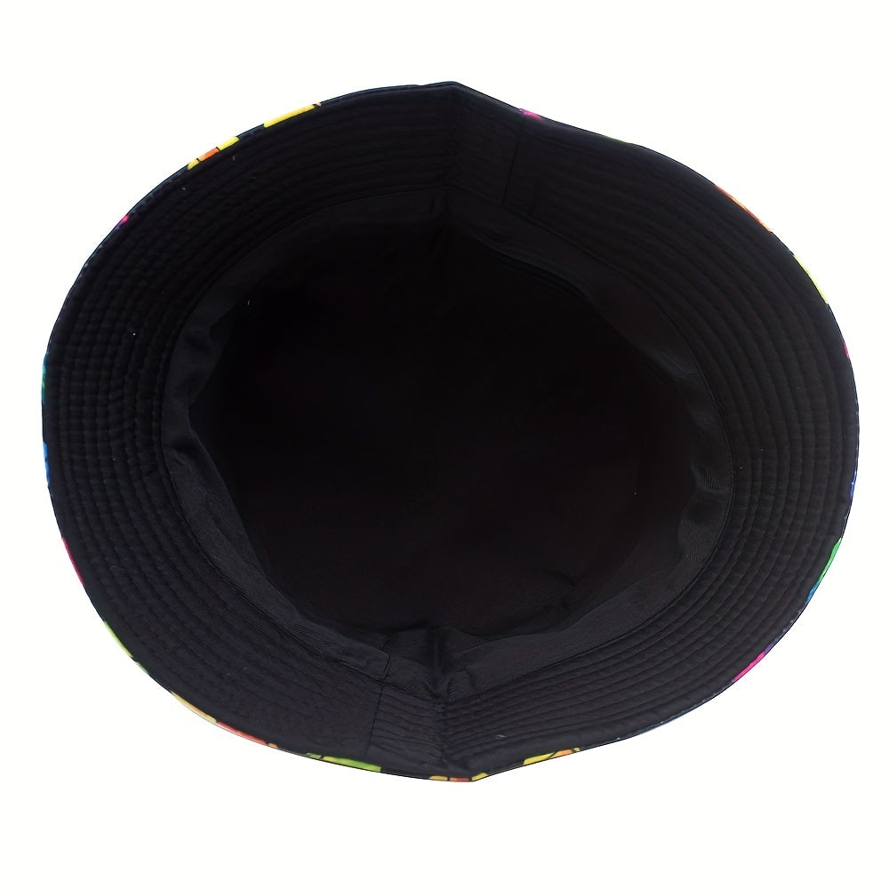 Feather Print Bucket Hat Casual Sunshade Beach Hat