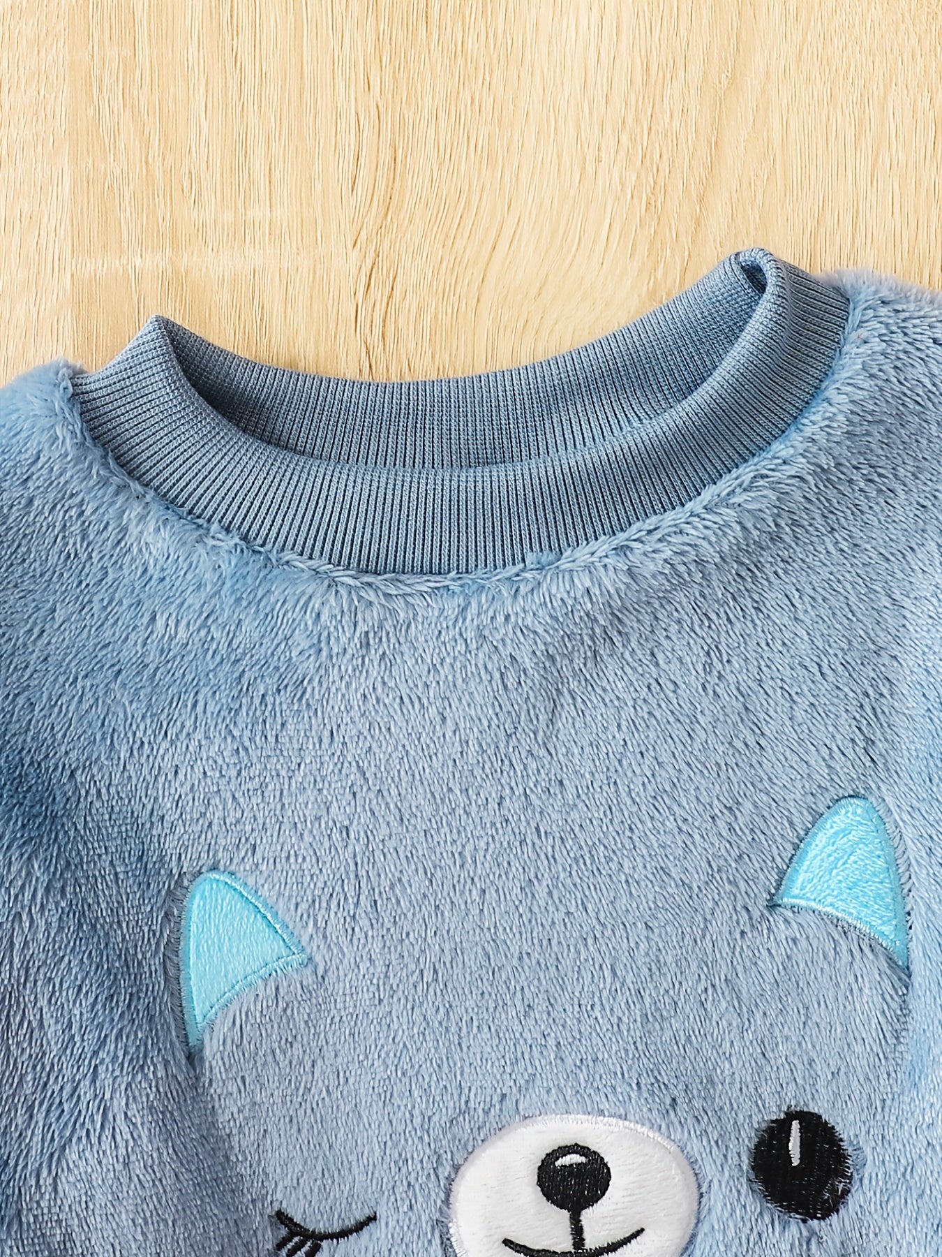 Cartoon Cat Long Sleeve Warm Fleece Pajama Set