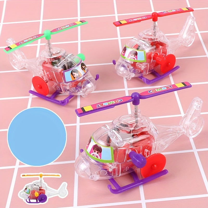 Wind Up Chain Transparent Airplane Helicopter Toy Party Small Gift