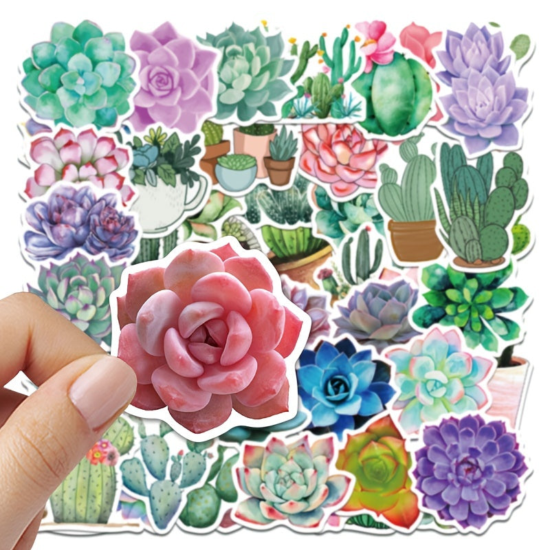 50 Sheets Succulent Cactus Waterproof Stickers Self Adhesive Decoration
