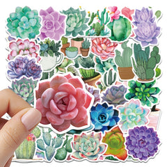 50 Sheets Succulent Cactus Waterproof Stickers Self Adhesive Decoration