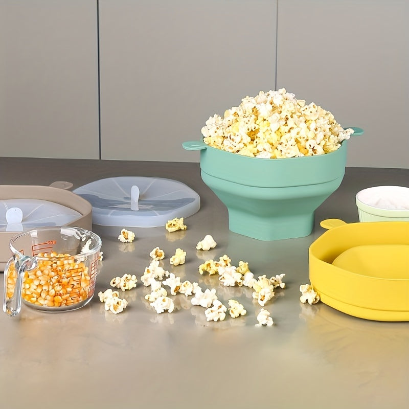 Silicone Popcorn Bucket High Temp Resistant Popcorn Bowl Handle