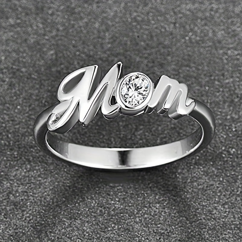 Mother's Gift Silver Plated Oval Zircon Ring for Women