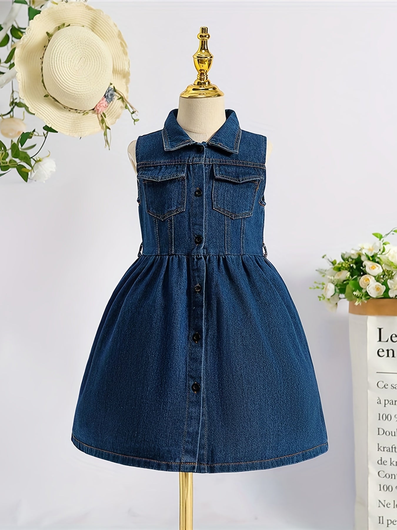 Girls Denim Shirt Dress Sleeveless Summer Party Clothes