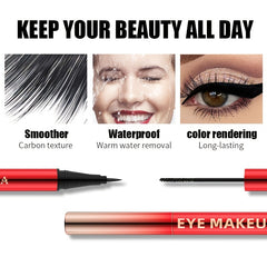 2-in-1 Waterproof Eyeliner Mascara Pen with 4D Silk Fiber Curling Mascara