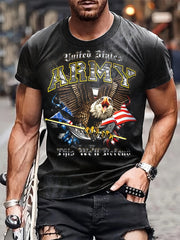 Men's Eagle Print Short Sleeve T-shirt Graphic Tee