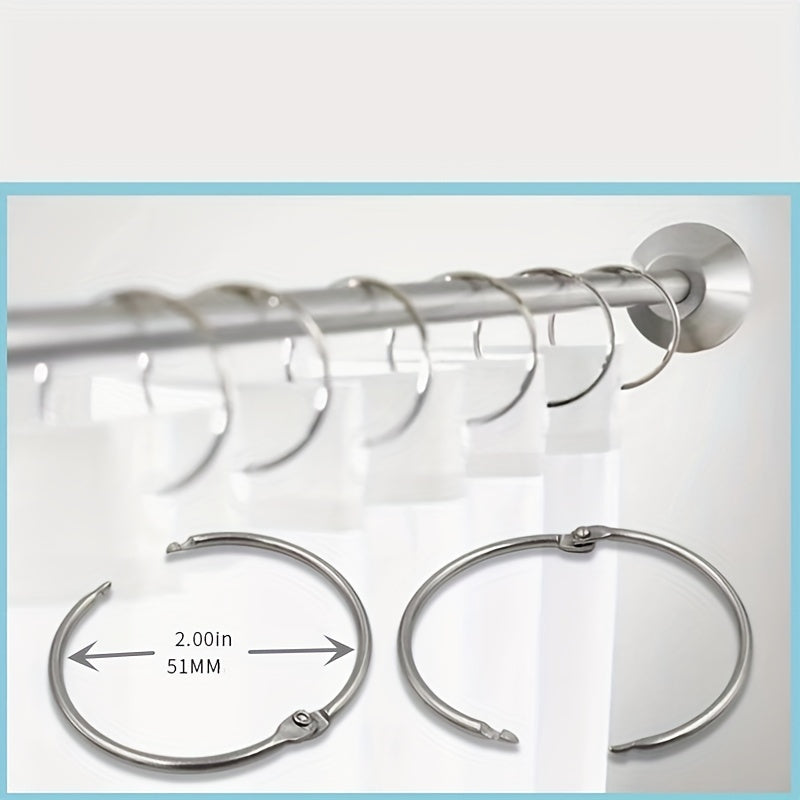 10pcs Shower Curtain Rings Silvery Hooks Bathroom Shower Rods