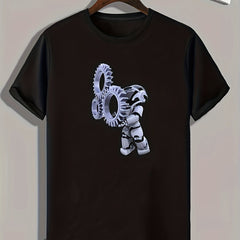 Robot Print Men's Sports T-shirt Graphic Tee