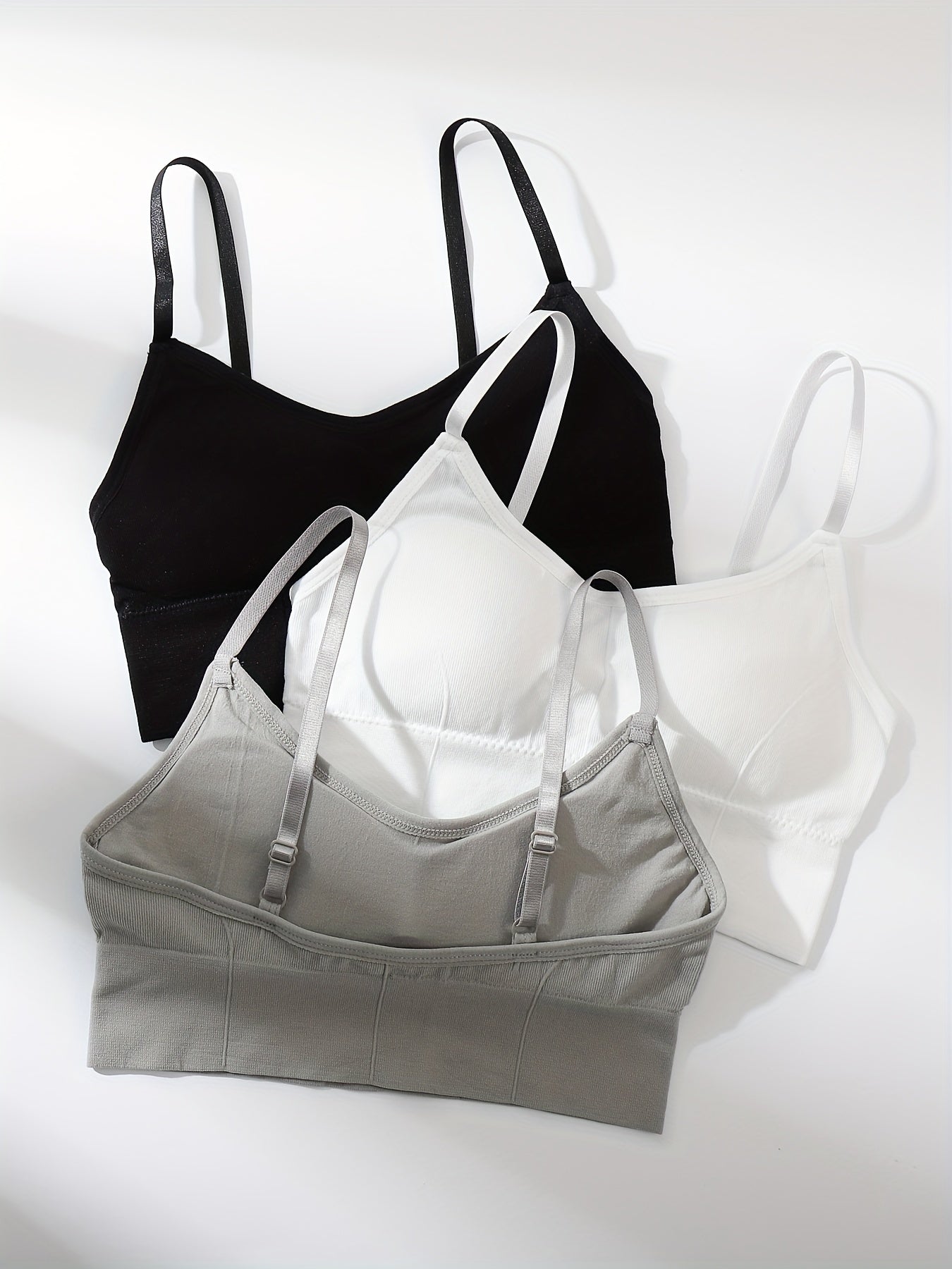 3pcs Solid Cami Tops Soft & Comfy Crop Top Women's Lingerie