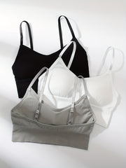 3pcs Solid Cami Tops Soft & Comfy Crop Top Women's Lingerie